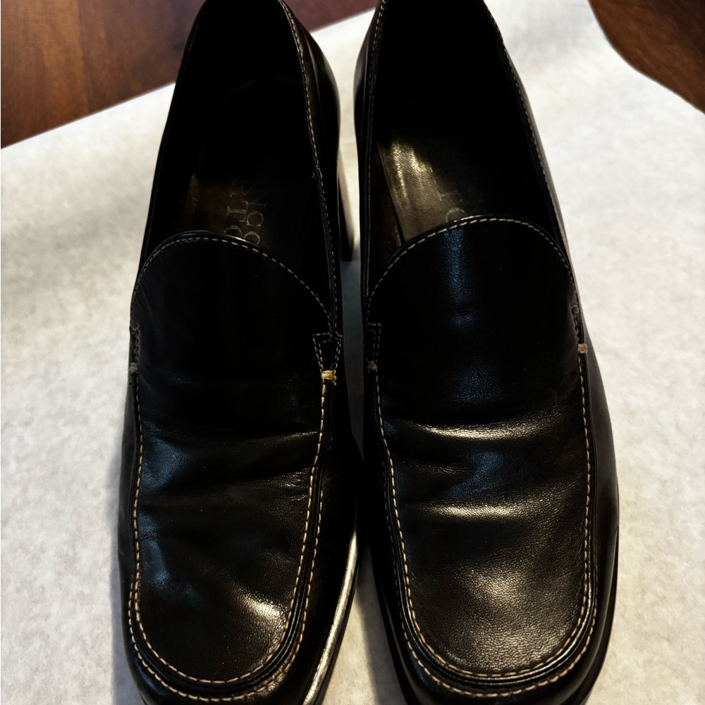 Franco Sarto Black Leather Slip-On Loafers
